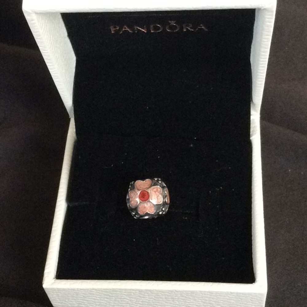 Pandora pink enamel flower charm